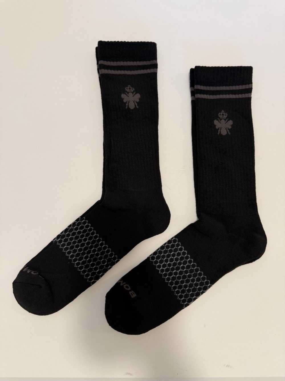 2 Pairs Bombas Men’s Calf Socks, X-Large Black Bee Honeycomb